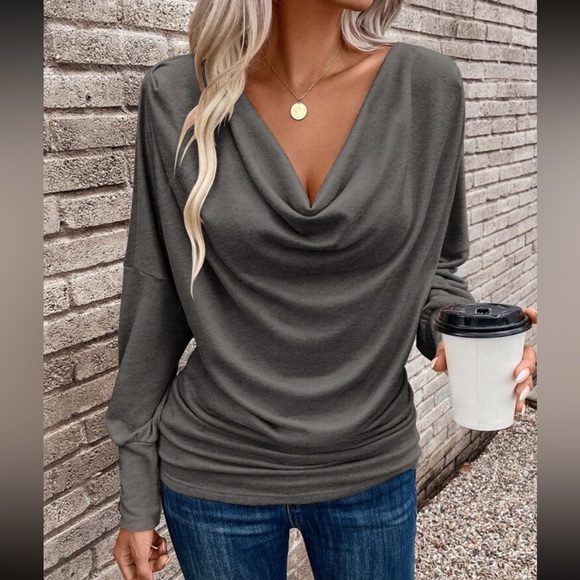 Boho draped front batwing sleeve top - Picture 15 of 15